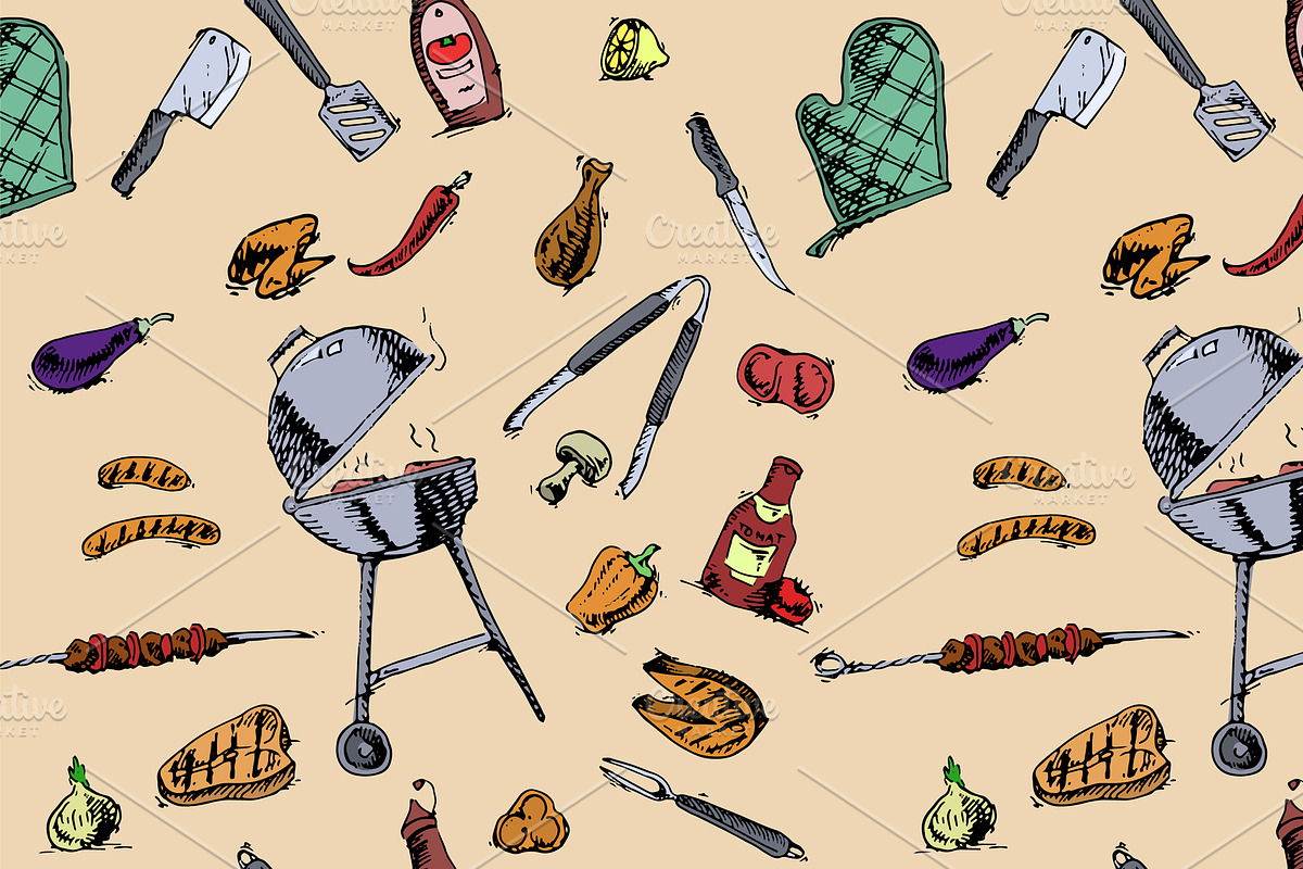 Seamless pattern of barbecue in Patterns - product preview 8