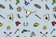 pattern Wild West icons set 