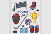 hockey icons set