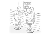 Men sit in bar at a bar counter