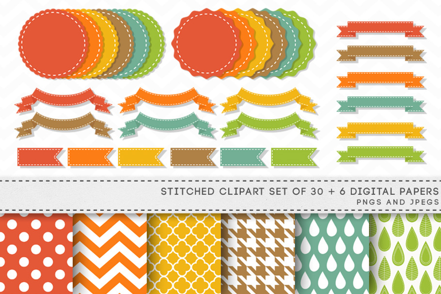 Stitched Banners Ribbons Labels in Illustrations - product preview 8