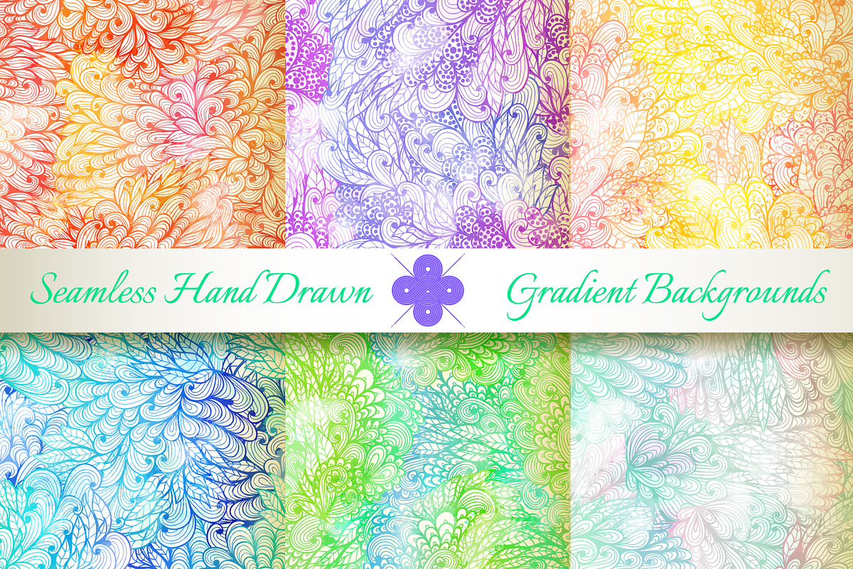 6 Seamless Gradient Florals. Set#4 in Patterns - product preview 8