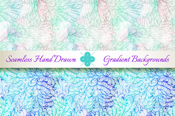 6 Seamless Gradient Florals. Set#4 in Patterns - product preview 1
