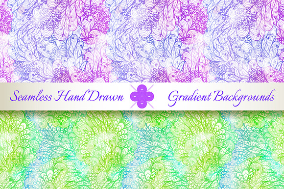 6 Seamless Gradient Florals. Set#4 in Patterns - product preview 3