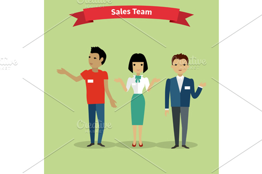 Sales Team People Group Flat Style in Illustrations - product preview 8