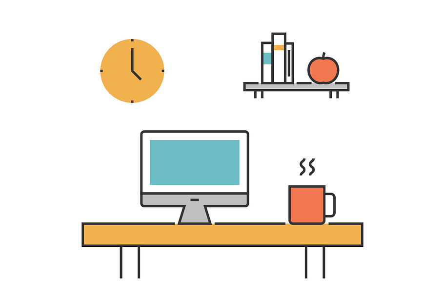 Workplace concept line icons flat in Illustrations - product preview 8