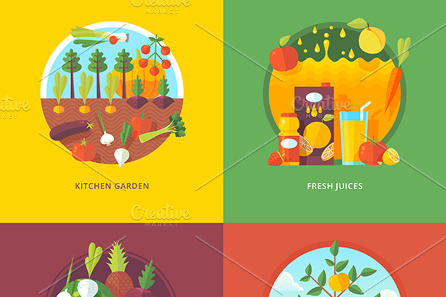Set of fruit and vegetables concepts in Illustrations - product preview 8