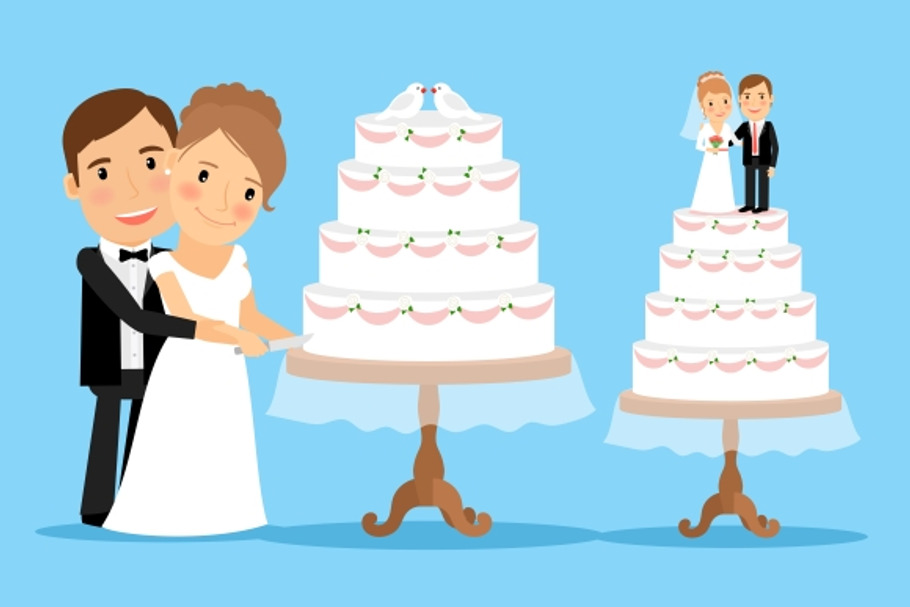 Wedding cake with bride and groom in Graphics - product preview 8