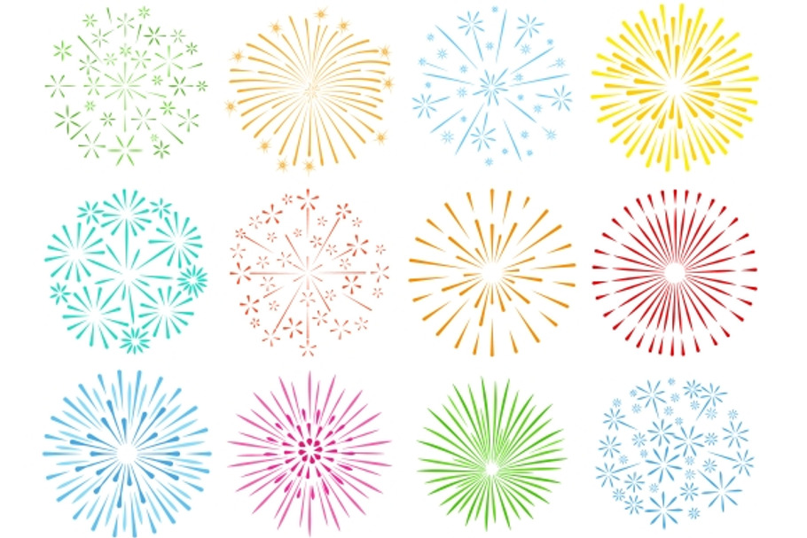 Holiday fireworks icons in Graphics - product preview 8