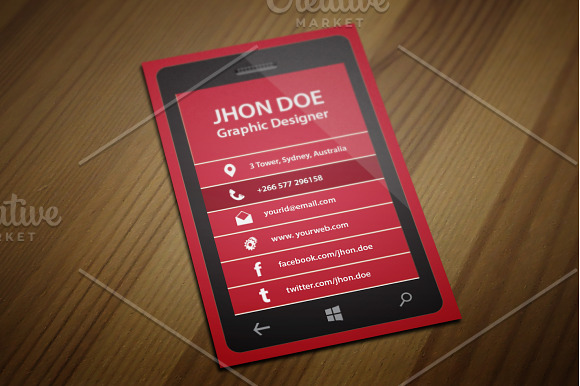 Smart Phone Business Card Template in Business Card Templates - product preview 3
