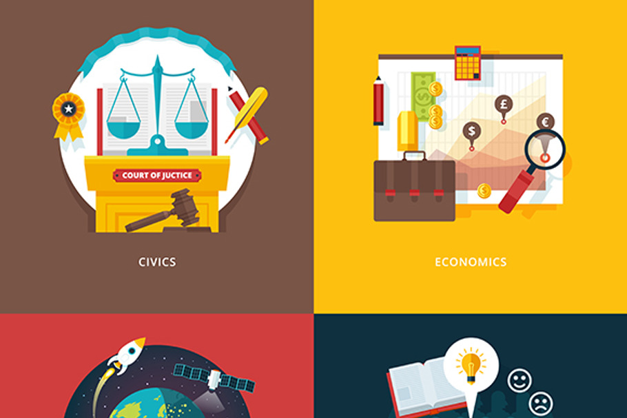 Flat Education Icon Concepts