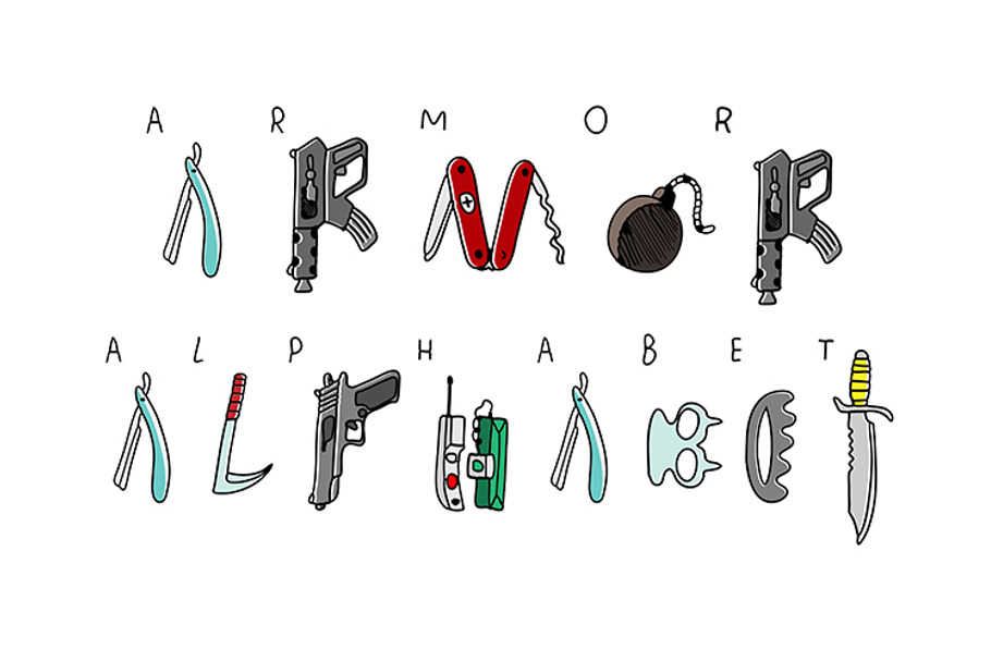 Doodle Armor Alphabet in Illustrations - product preview 8