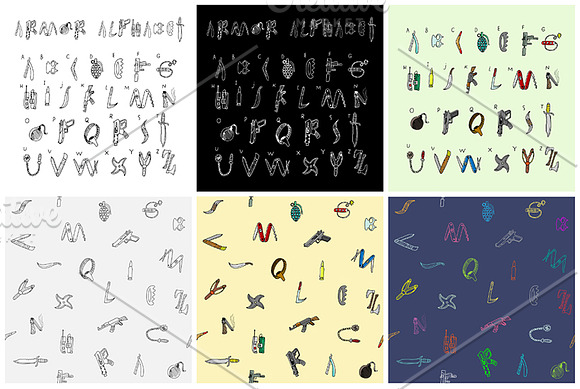 Doodle Armor Alphabet in Illustrations - product preview 1