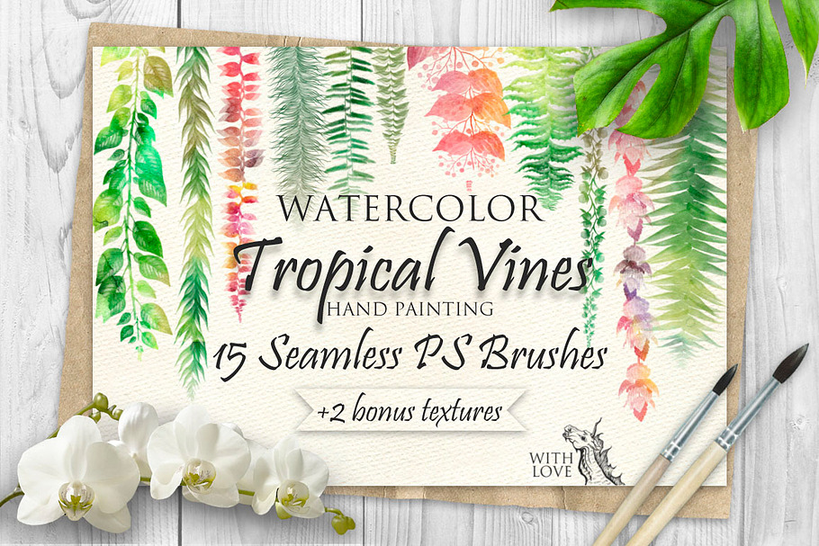 Tropical Vines Seamless PS Brushes in Photoshop Brushes - product preview 8