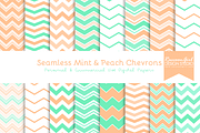Seamless Mint & Peach Chevrons