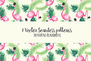 Seamless tropical flamingo patterns 