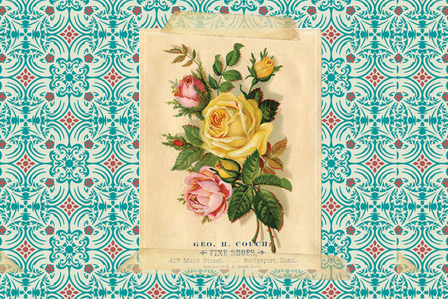 yellow rose on blue tiles in Illustrations - product preview 8