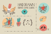 Hand drawn romantic graphic elements
