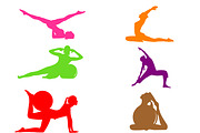 set of fitness icons, pilates, set