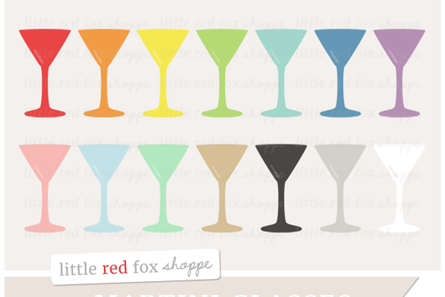 Martini Glass Clipart in Illustrations - product preview 8