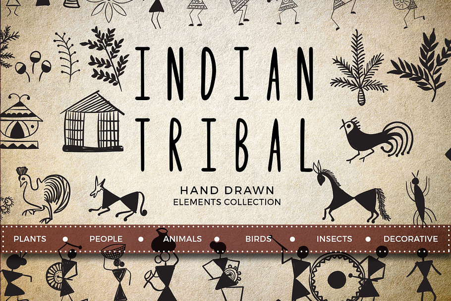 70 hand drawn tribal elements