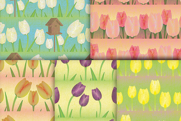 Spring Garden Tulips Digital Paper in Patterns - product preview 1