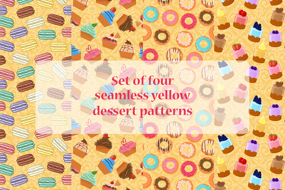 Four seamless dessert patterns in Patterns - product preview 8