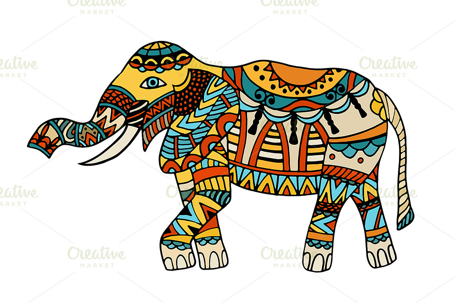 illustration of decorated elephant