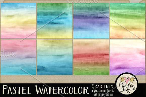 Pastel Watercolor Gradients Textures in Textures - product preview 1