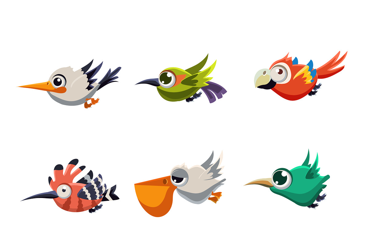 Colourful Flying Birds in Profile in Illustrations - product preview 8