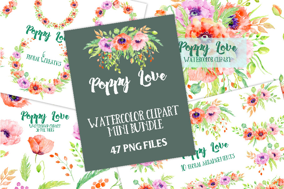 Watercolor Bundle Poppy Love