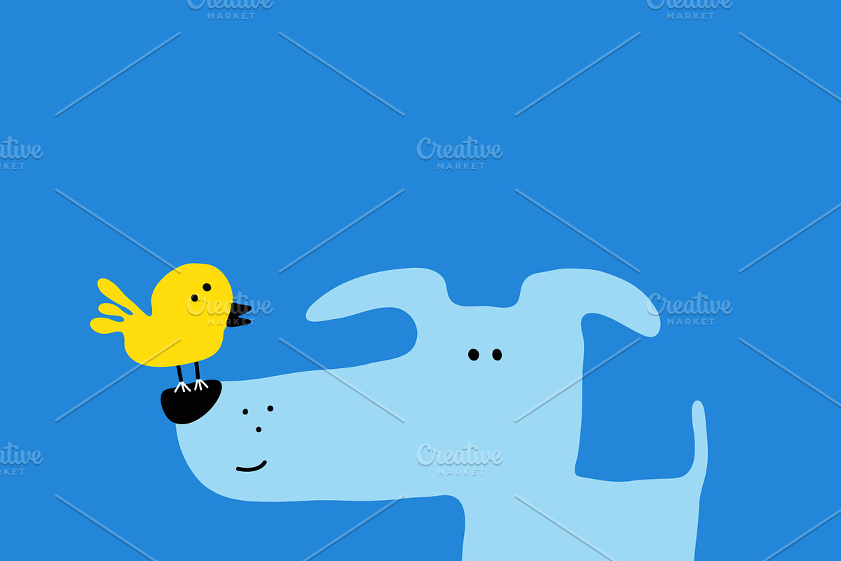 Dog and Baby bird in Illustrations - product preview 8