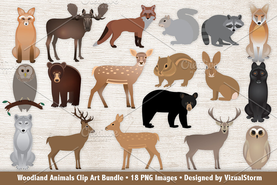 Woodland Animals Clip Art Bundle