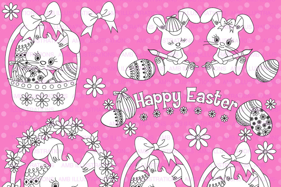Easter Bunny Stamps AMB-1174 in Illustrations - product preview 8