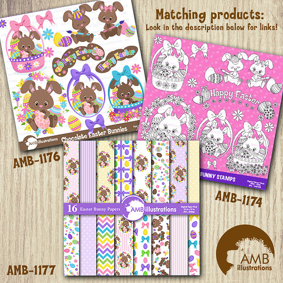 Easter Bunny Stamps AMB-1174 in Illustrations - product preview 3
