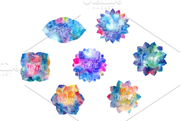 Chakras Part 2. Watercolor textures in Illustrations - product preview 5