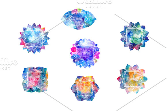 Chakras Part 2. Watercolor textures in Illustrations - product preview 6