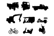 Silhouette set of vehicle