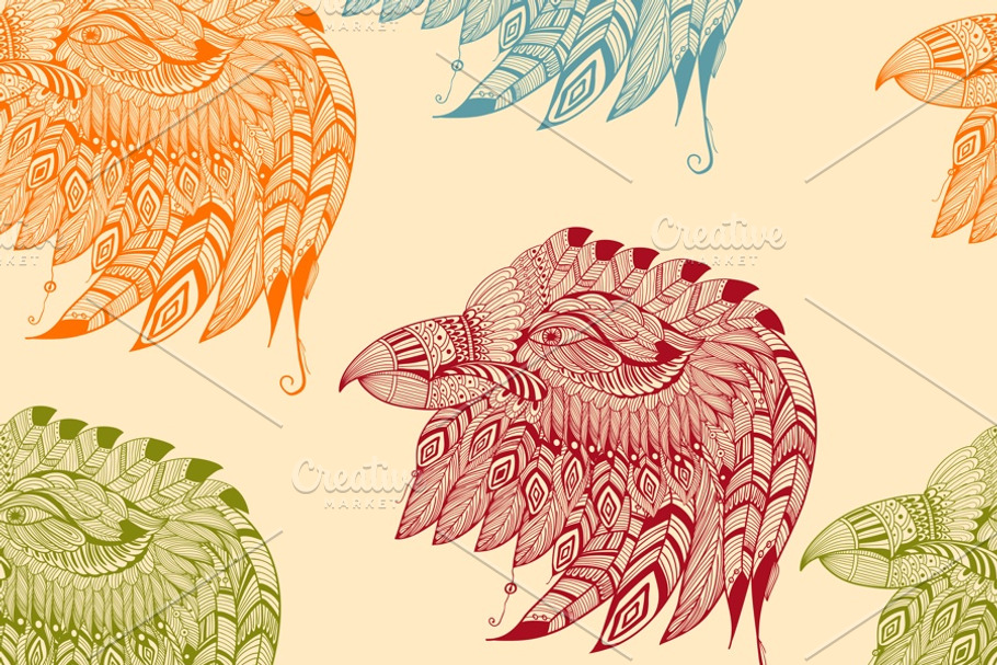 Vector Seamless Pattern with Eagles in Patterns - product preview 8