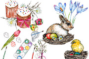 Happy Easter watercolor set