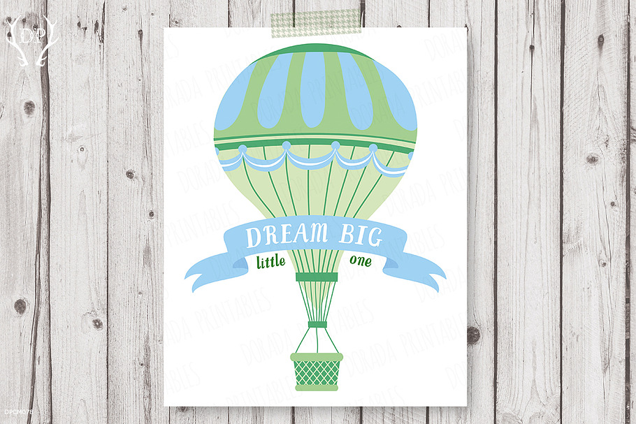 Hot air balloons dream big print art in Illustrations - product preview 8