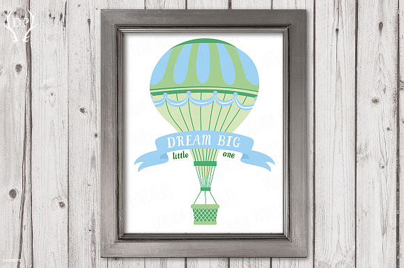 Hot air balloons dream big print art in Illustrations - product preview 1
