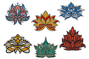Indian stylized paisley flowers