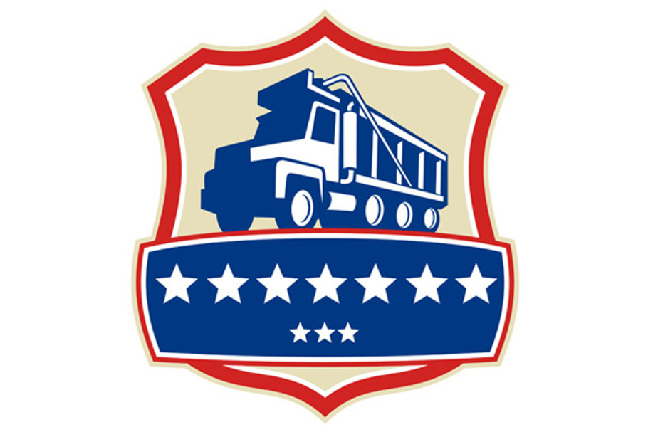 Triple Axle Dump Truck Stars Crest in Illustrations - product preview 8