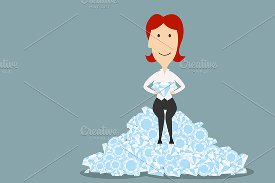 Businesswoman sitting on diamonds in Graphics - product preview 8