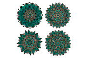 Green circular flourish patterns