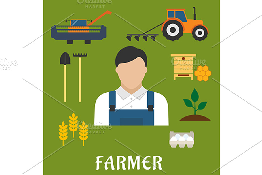Farmer profession and agriculture in Graphics - product preview 8