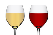goblet, red, white wine, vector