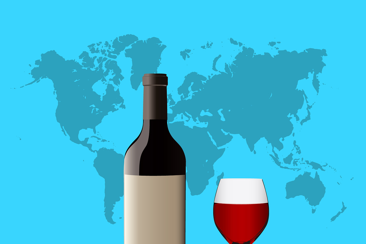 wine glass, red wine, bottle, goblet in Graphics - product preview 8