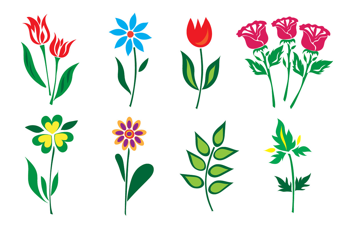 set of flowers, icons, vector in Illustrations - product preview 8